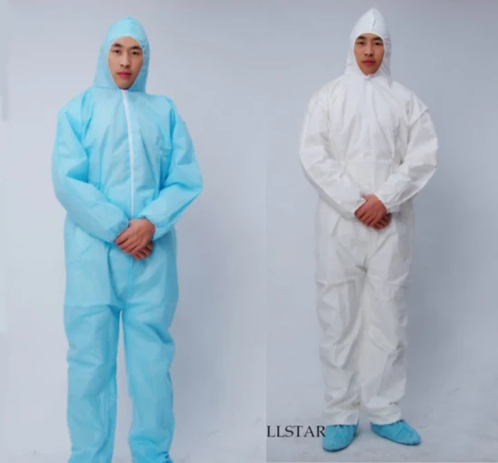 Microporous Disposable PP Protective PPE Coverall Type 5/6 with Hood