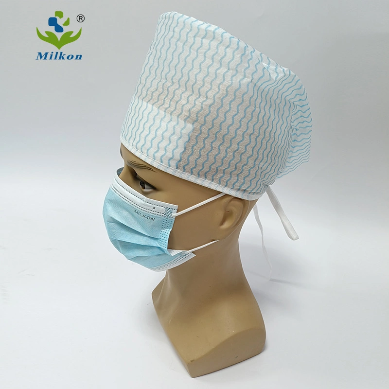 Non Woven Double Elastic Surgical Head Hair Cover Nonwoven Disposable Hair Net Cap Clip Caps Medical Bouffant Cap Disposable Hat