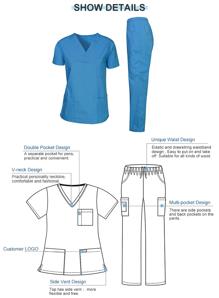 OEM Factory Hospital Uniform Medical Scrub Suit Nurse Staff Suit