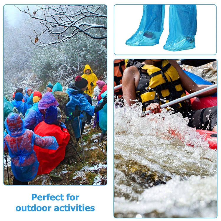 Disposable Boots Covers Plastic Long Shoes Covers Waterproof Over The Knee Shoes Covers Anti-Slip Rain Overshoe for Men Women Outdoor Rain Shoe Cover