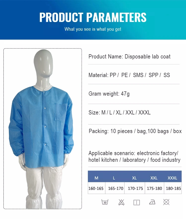 Disposable Lab Coat SMS Lab Coat Waterproof Lab Coat