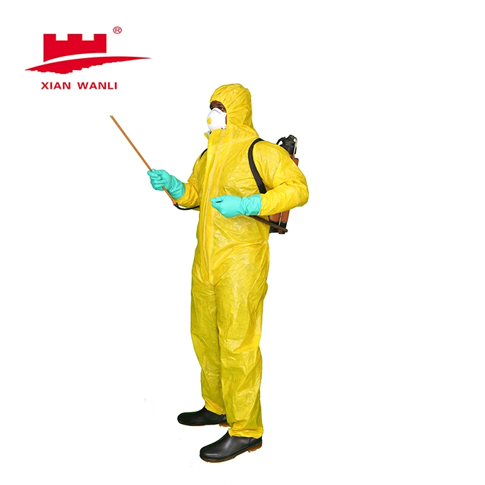Wholesale PPE Disposable Type 3/4 Chemical Liquid Coverall with Hood Protective Suit Coverall Overall Disposable Coverall Protection Clothes Chemical Protective