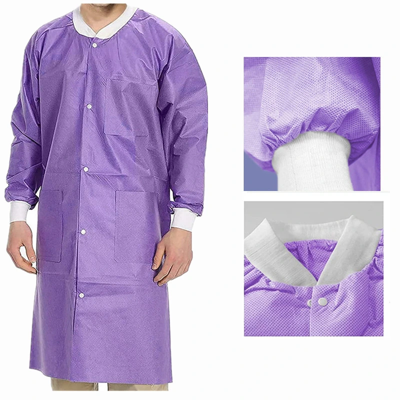 Good Protective Lab Coat Disposable Workwear Uniform with Hook and Loop fastener