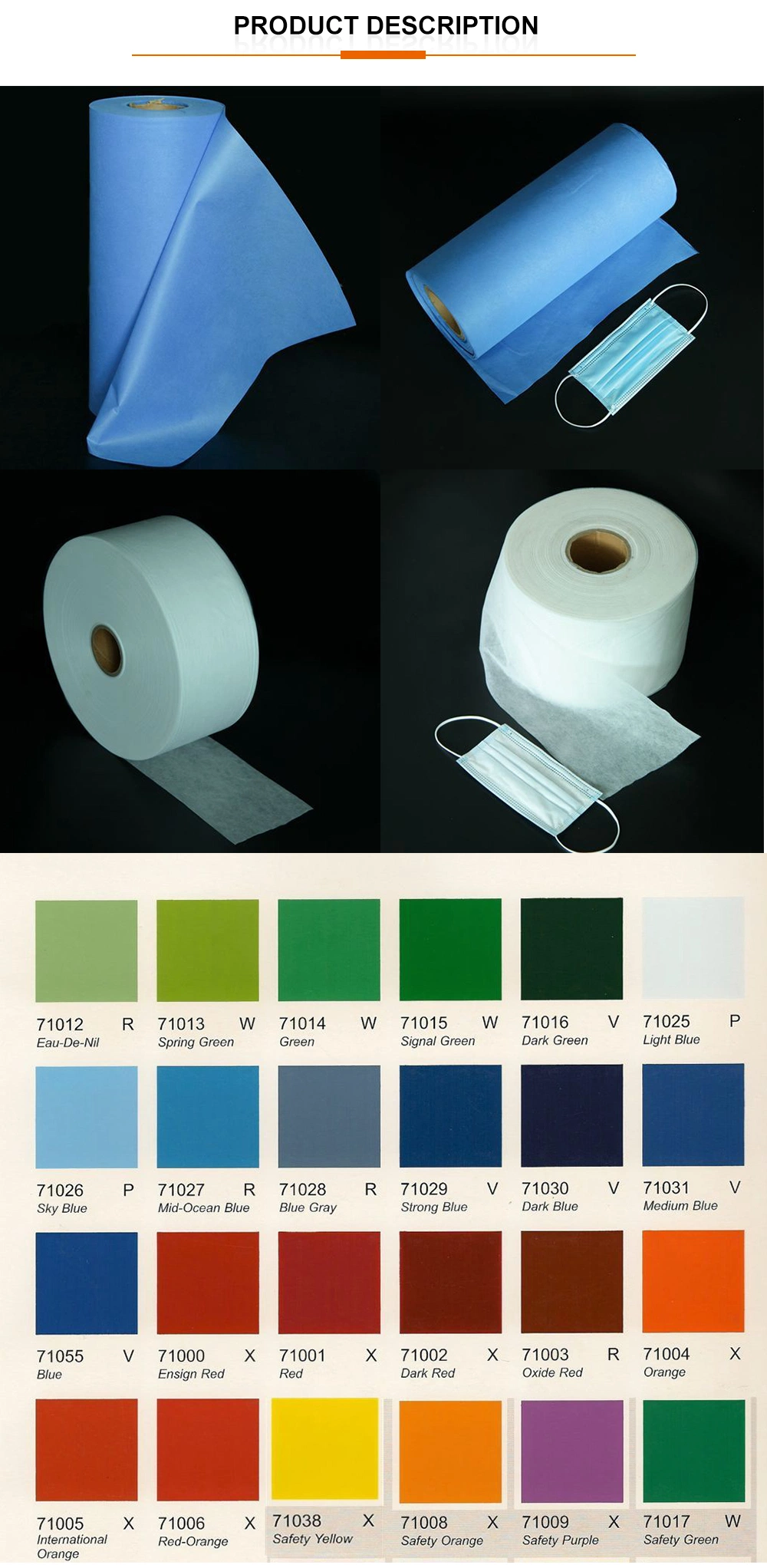 White/Blue 100% Polypropylene Spunbond Nonwoven Fabric SMS SSS