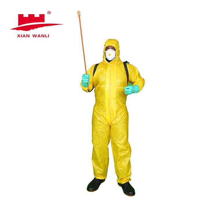 Wholesale PPE Disposable Type 3/4 Chemical Liquid Coverall with Hood Protective Suit Coverall Overall Disposable Coverall Protection Clothes Chemical Protective