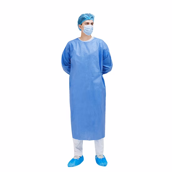 AAMI Level 2 Disposable Virus Test Medical Supply Nonwoven Surgical Waterproof Protective Clothing Medical Isolation Gown for Virus Test Lab Surgery Use