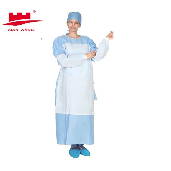 Medical Supplies Disposable Blue SMS Medical Gown Isolation Gown Surgical Gown for Hospital Medical Use