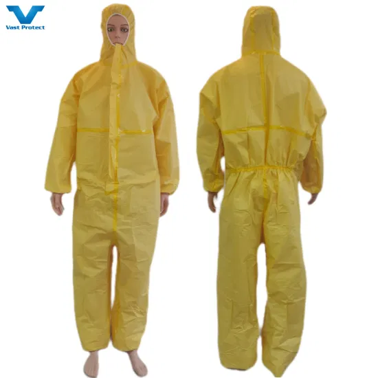 Factory CE Cat 3 III Type 4/5/6 Safety PPE Protective Nonwoven SMS Microporous Disposable Coverall