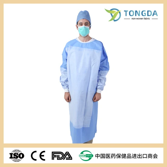 AAMI Level 2 Medical Disposable Surgical Hospital Isolation Gown OEM Customized Protective Gown Surgical Gown